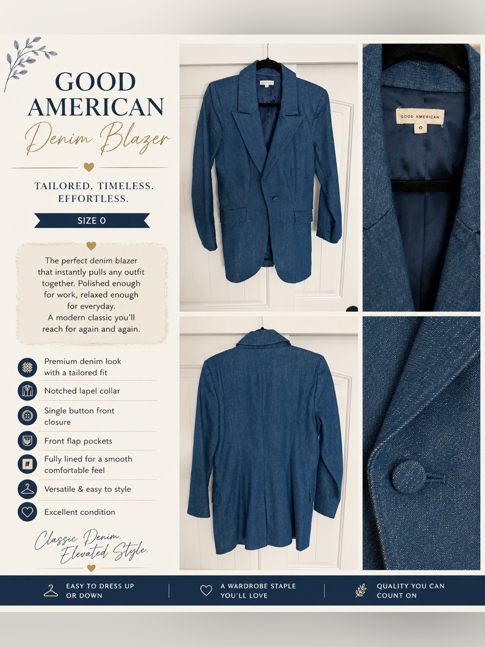 Good American Denim Blazer | Size 0